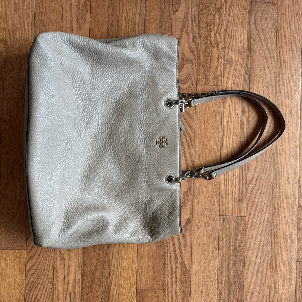 Tory Burch Gray Leather Tote Bag